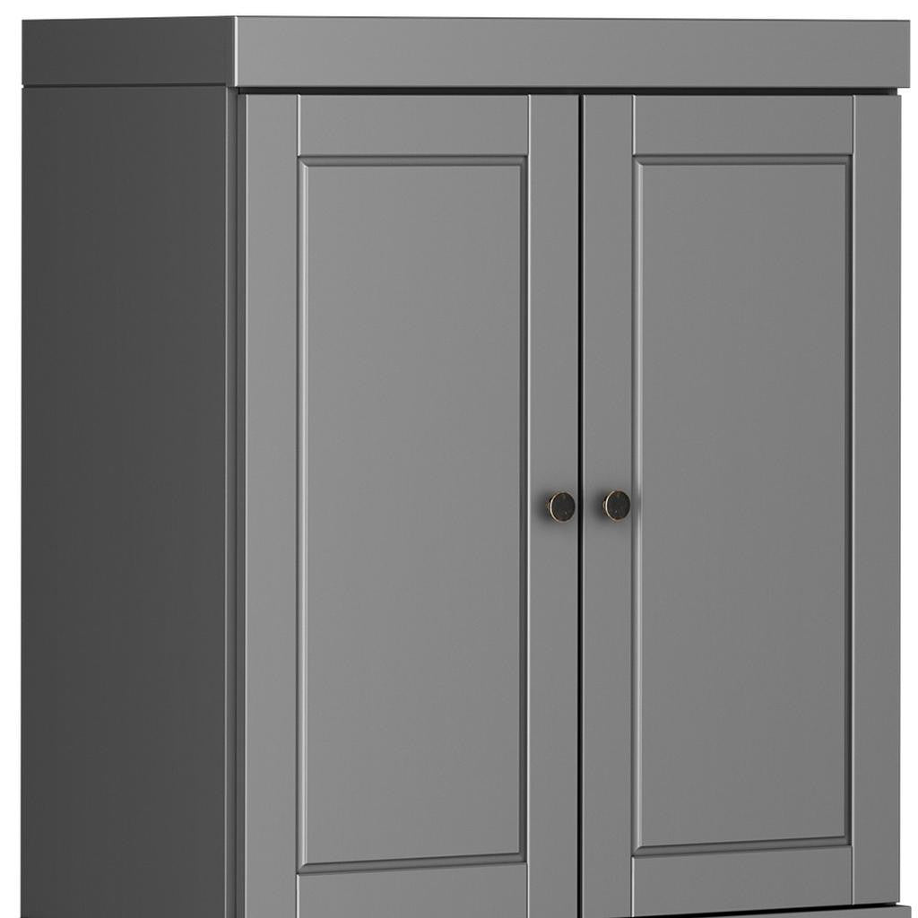 72" Gray Solid Wood Four Door Pantry Or Storage Closet
