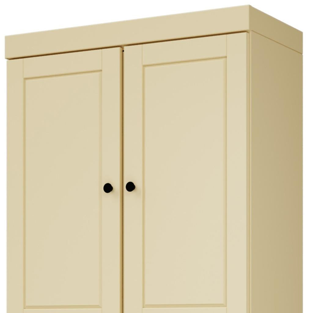 72" Yellow Solid Wood Four Door Pantry Or Storage Closet