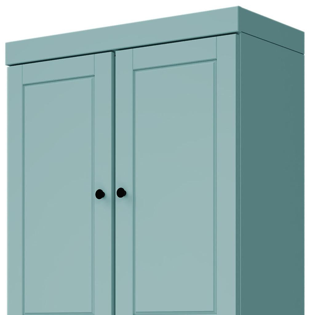 72" Aqua Solid Wood Four Door Pantry Or Storage Closet