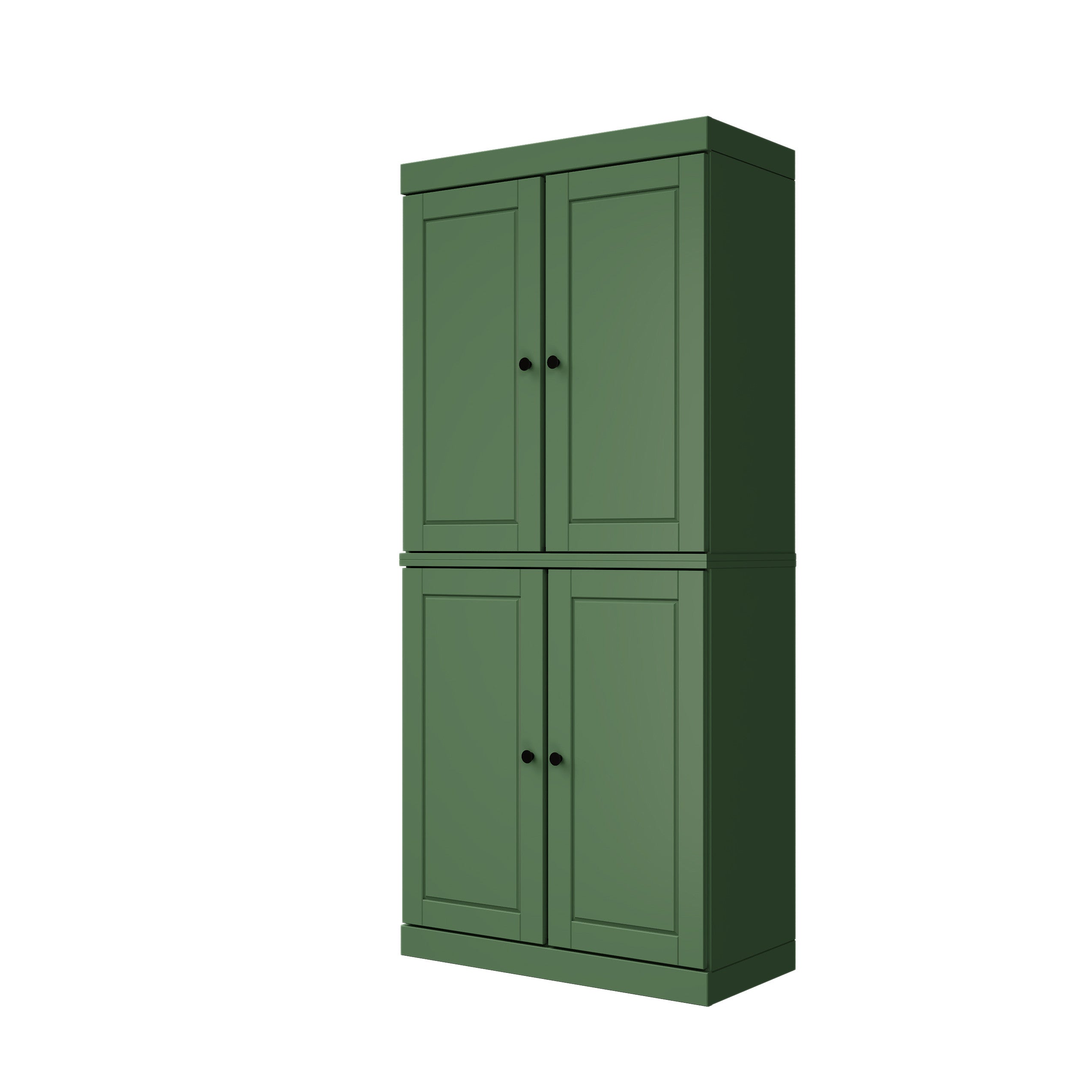 72" Green Solid Wood Four Door Pantry Or Storage Closet