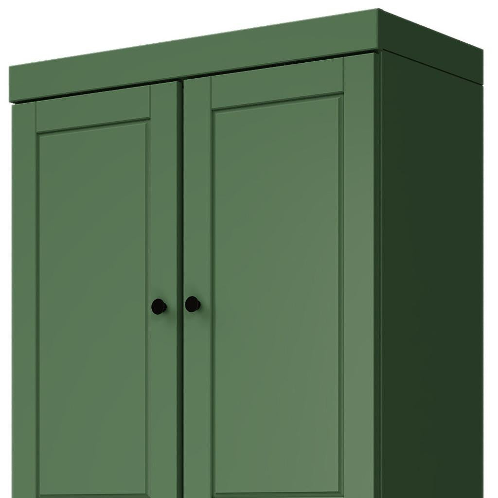 72" Green Solid Wood Four Door Pantry Or Storage Closet