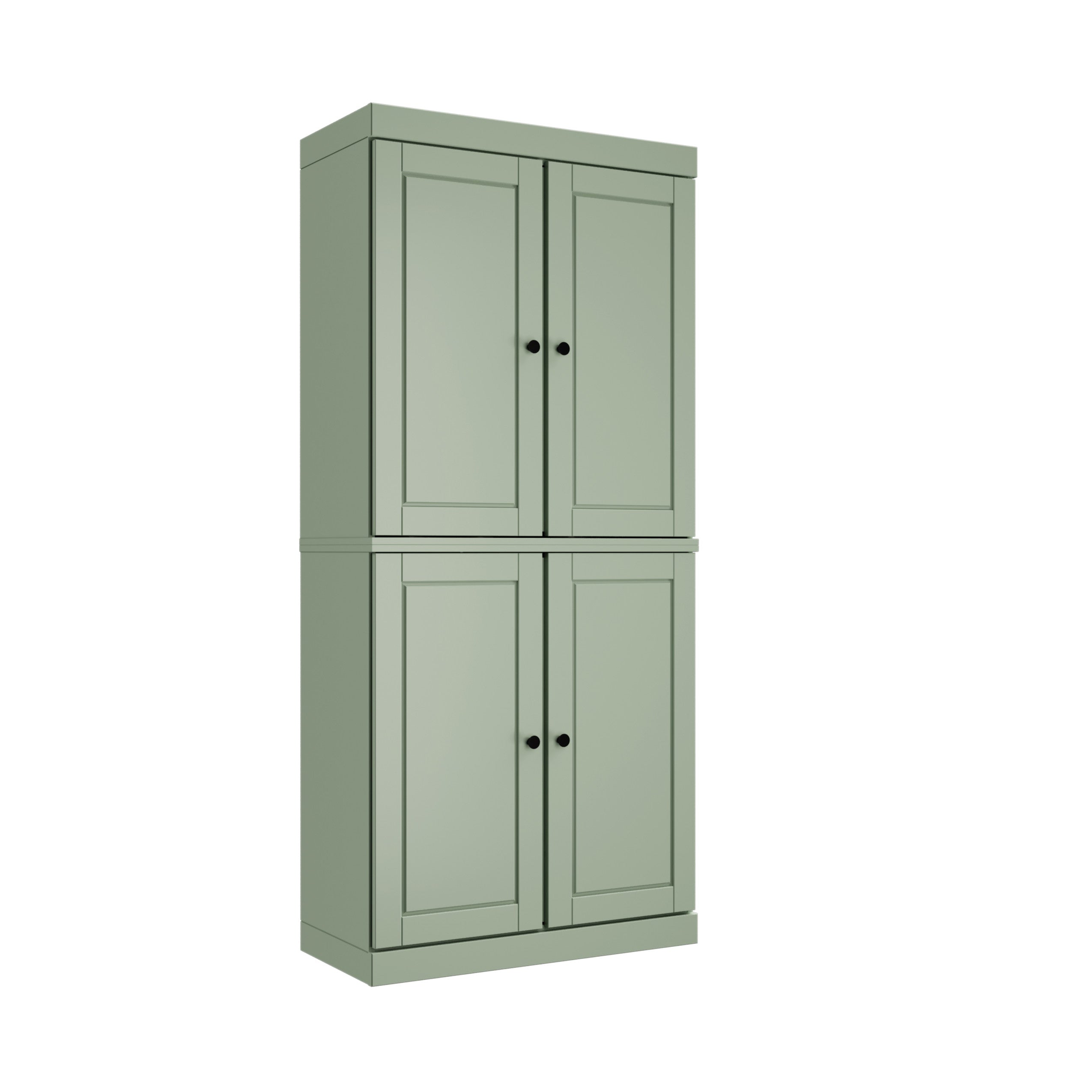 72" Sage Solid Wood Four Door Pantry Or Storage Closet