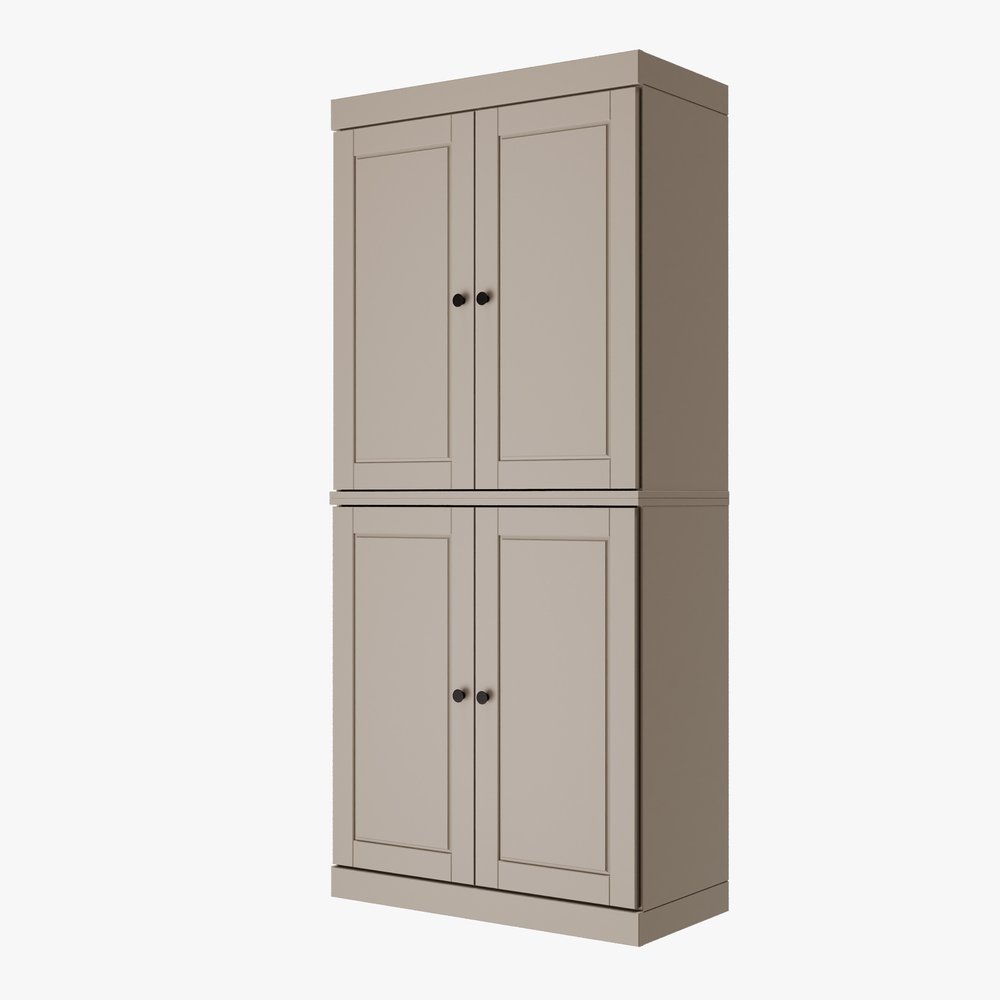 72" Yellow Solid Wood Four Door Pantry Or Storage Closet