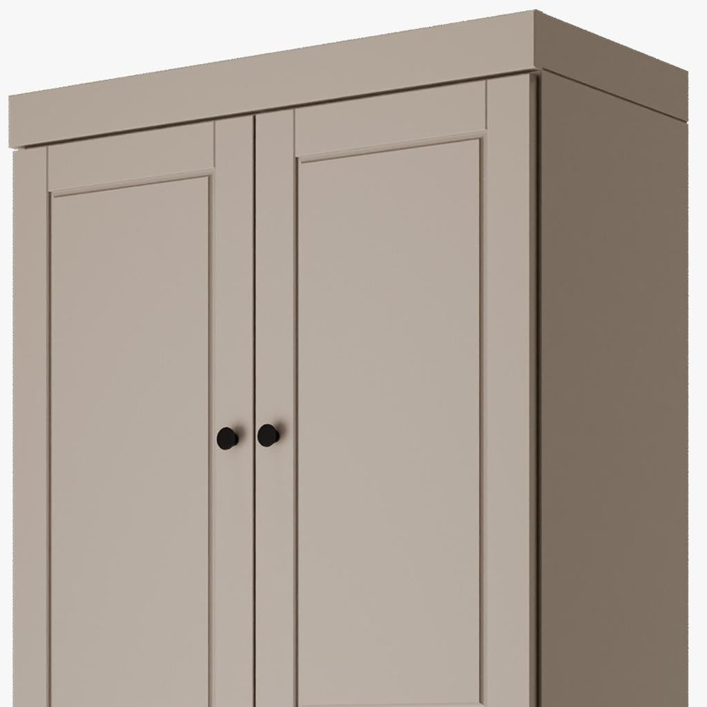 72" Beige Solid Wood Four Door Pantry Or Storage Closet
