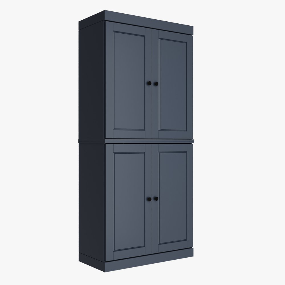 72" Yellow Solid Wood Four Door Pantry Or Storage Closet