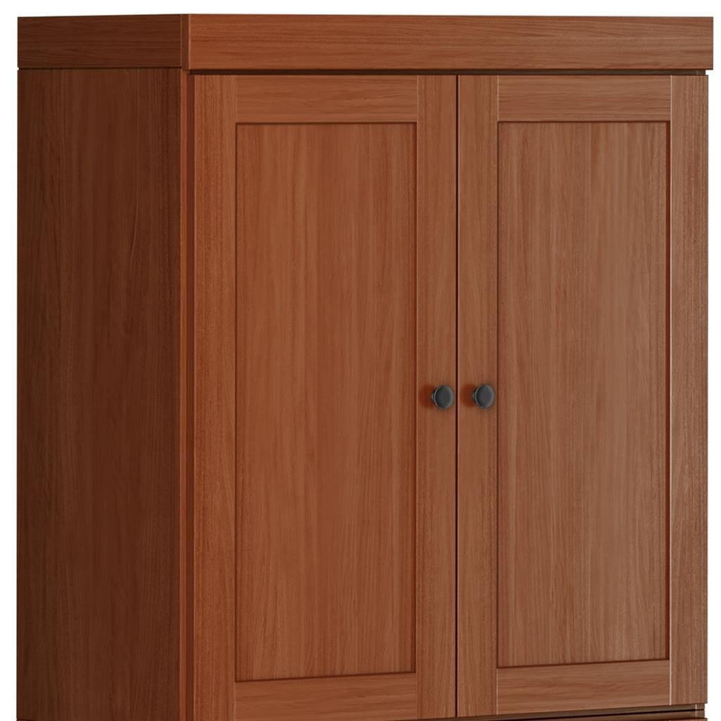 72" Brown Solid Wood Four Door Pantry Or Storage Closet
