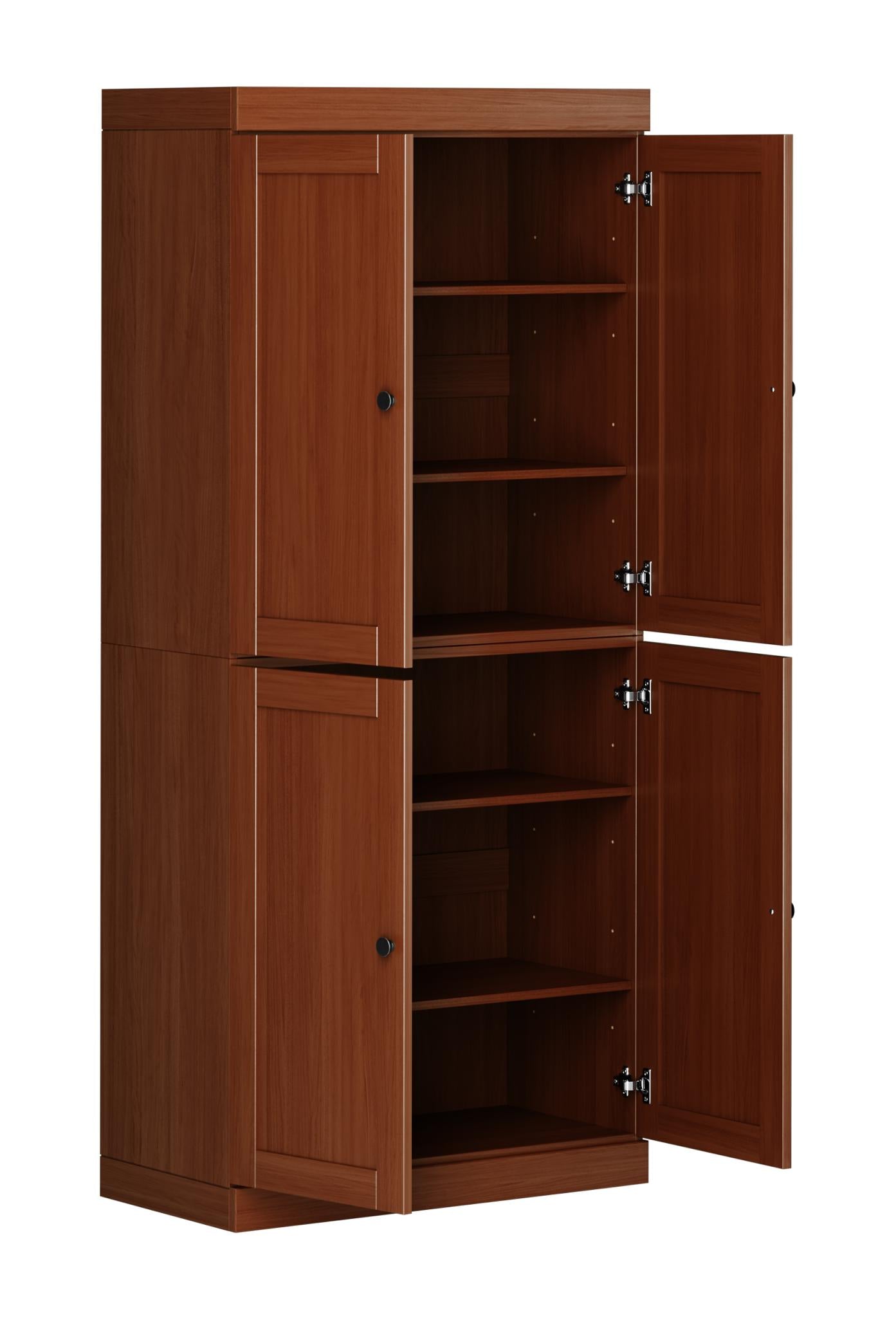 72" Brown Solid Wood Four Door Pantry Or Storage Closet