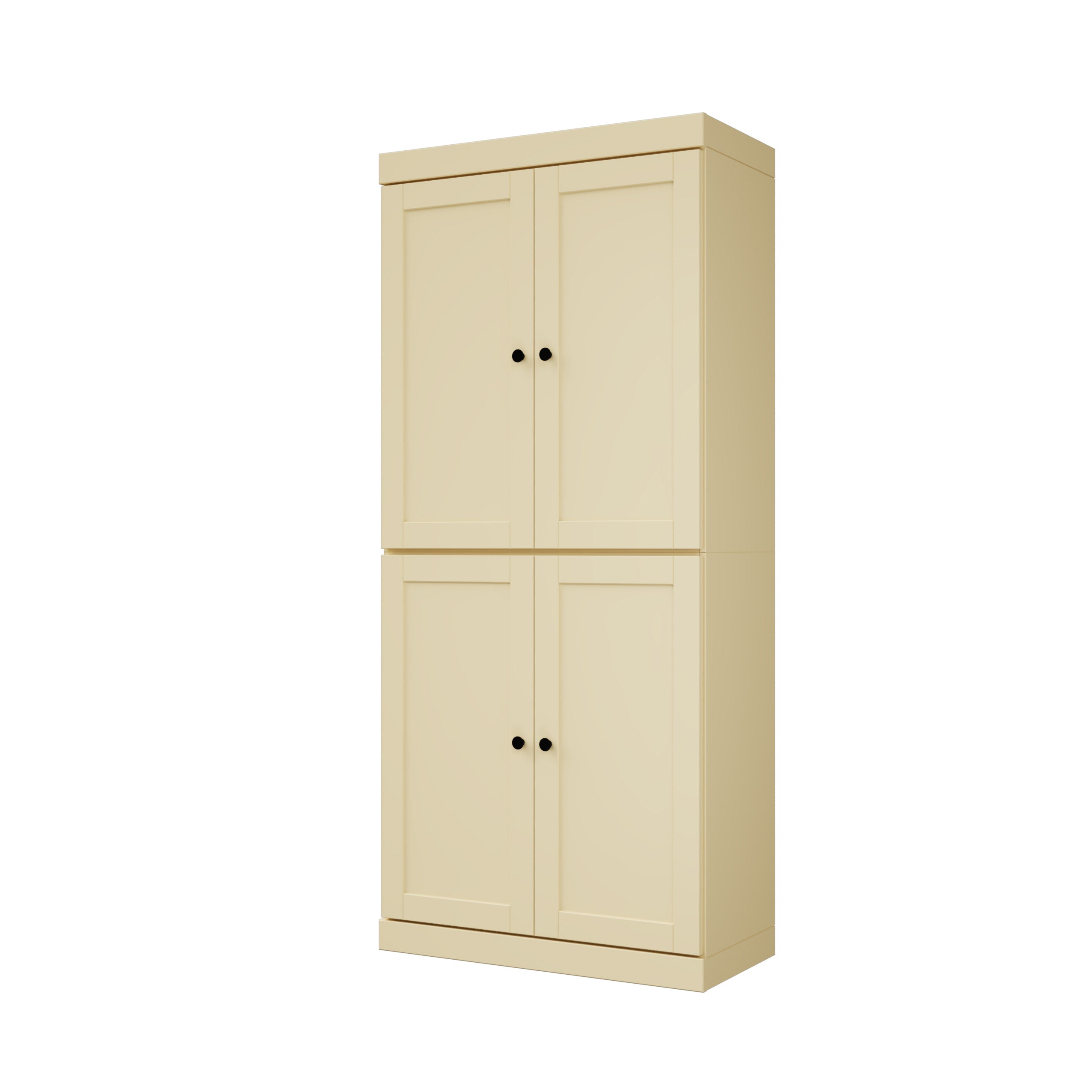 72" Yellow Solid Wood Four Door Pantry Or Storage Closet