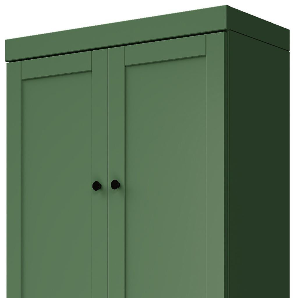 72" Green Solid Wood Four Door Pantry Or Storage Closet