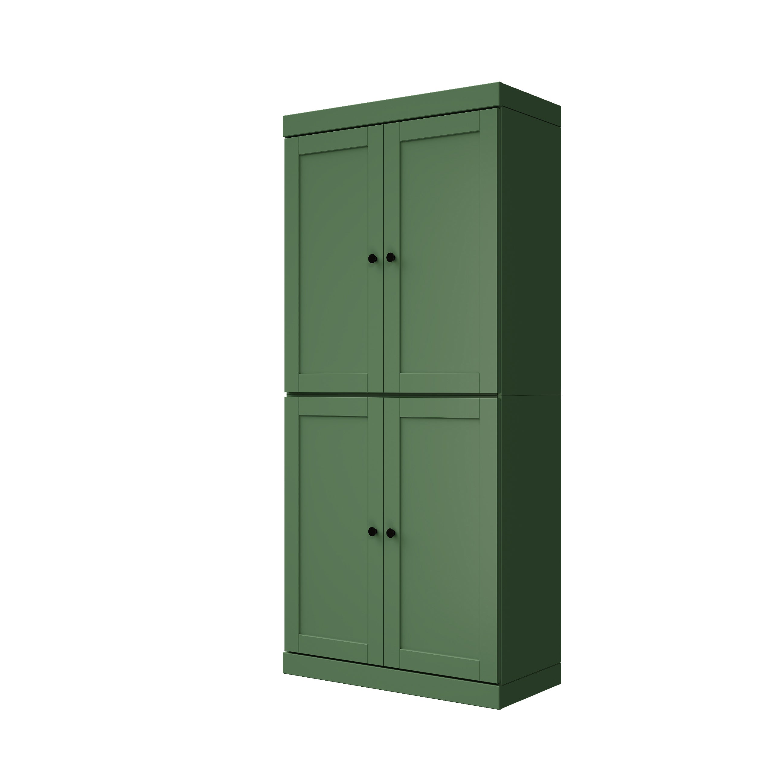 72" Green Solid Wood Four Door Pantry Or Storage Closet
