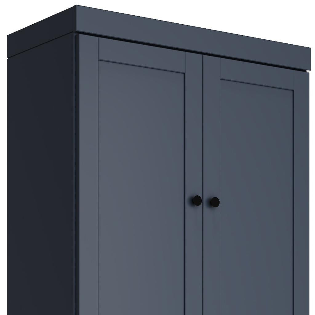 72" French Blue Solid Wood Four Door Pantry Or Storage Closet