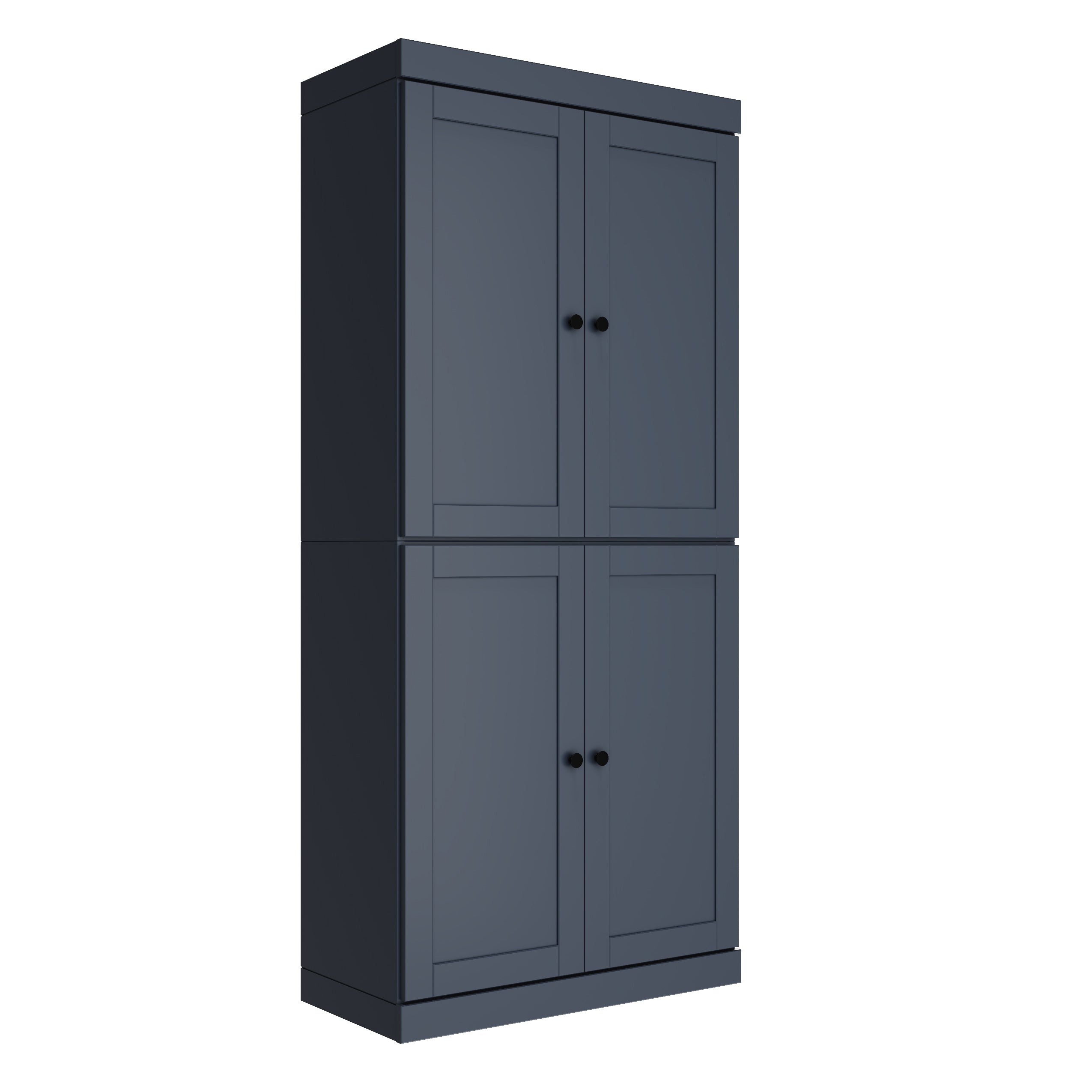 72" French Blue Solid Wood Four Door Pantry Or Storage Closet
