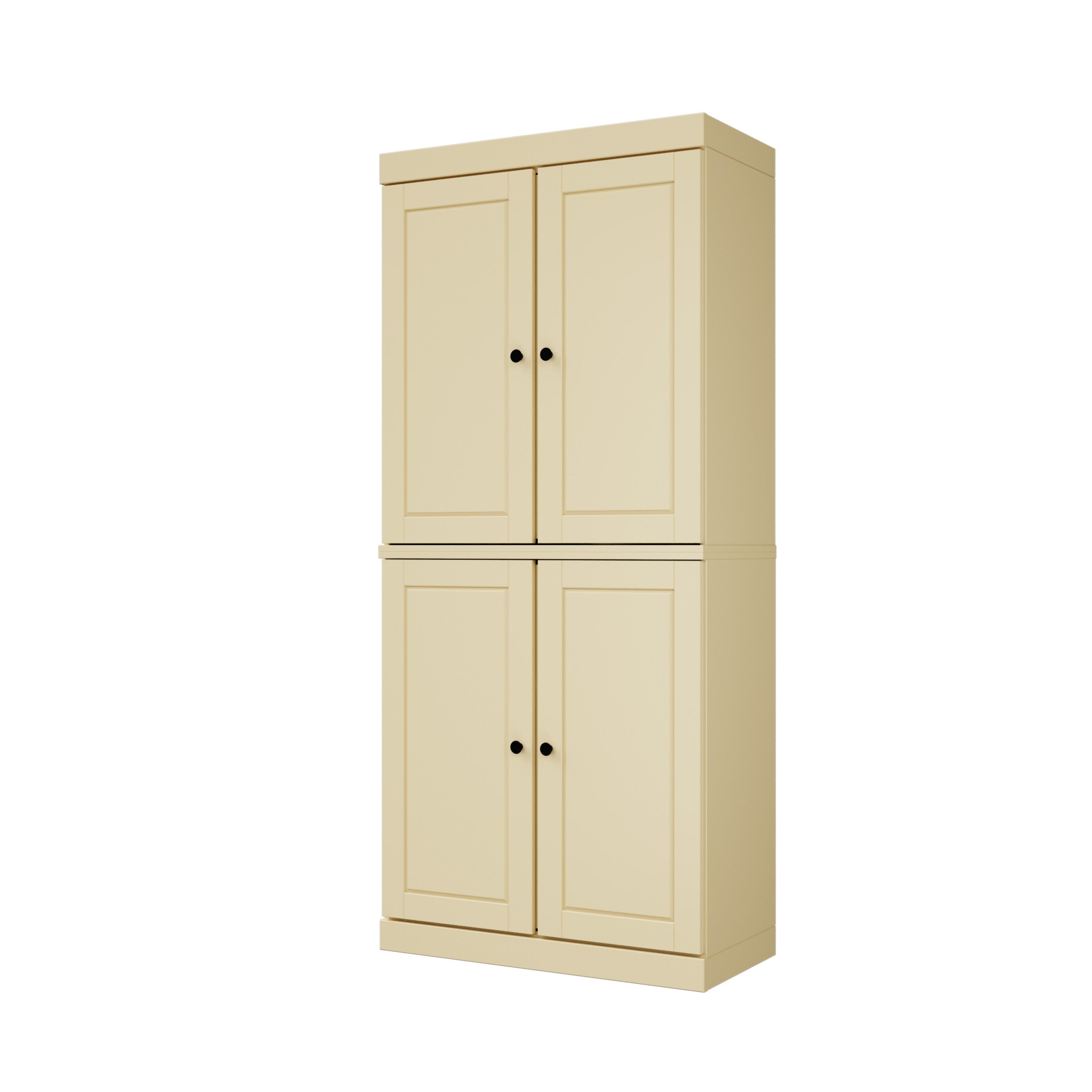 72" Yellow Solid Wood Four Door Two Drawer Pantry Or Storage Closet