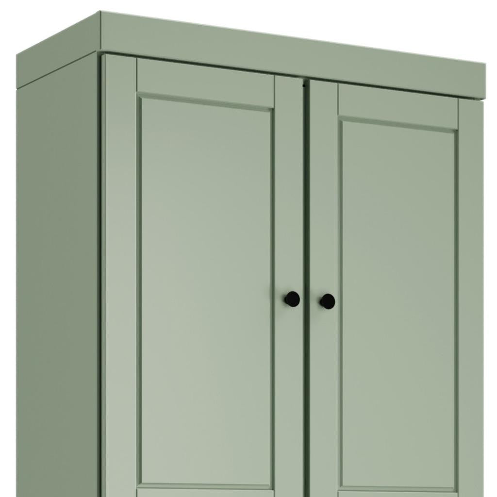 72" Sage Solid Wood Four Door Two Drawer Pantry Or Storage Closet