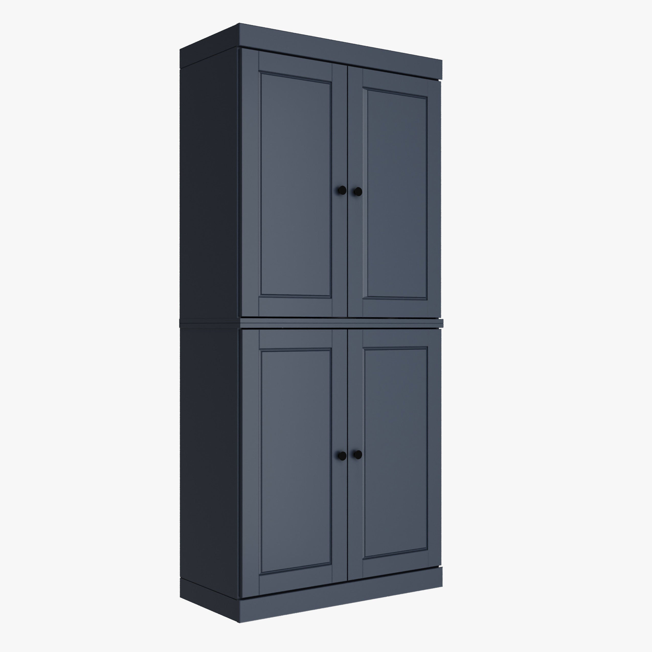 72" French Blue Solid Wood Four Door Two Drawer Pantry Or Storage Closet