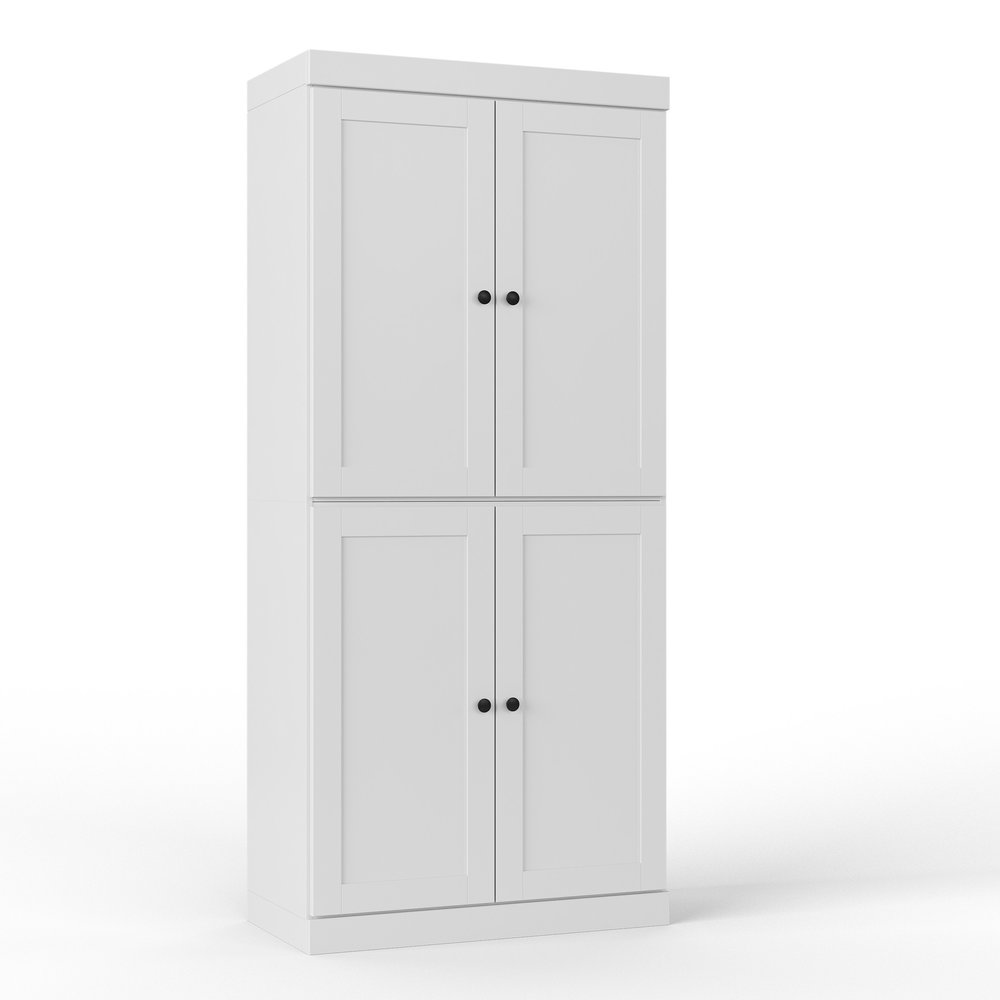 72" Green Solid Wood Four Door Two Drawer Pantry Or Storage Closet