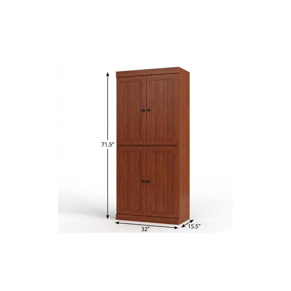 72" Coffee Solid Wood Four Door Two Drawer Pantry Or Storage Closet
