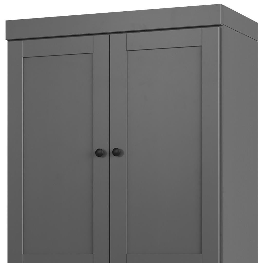 72" Gray Solid Wood Four Door Two Drawer Pantry Or Storage Closet
