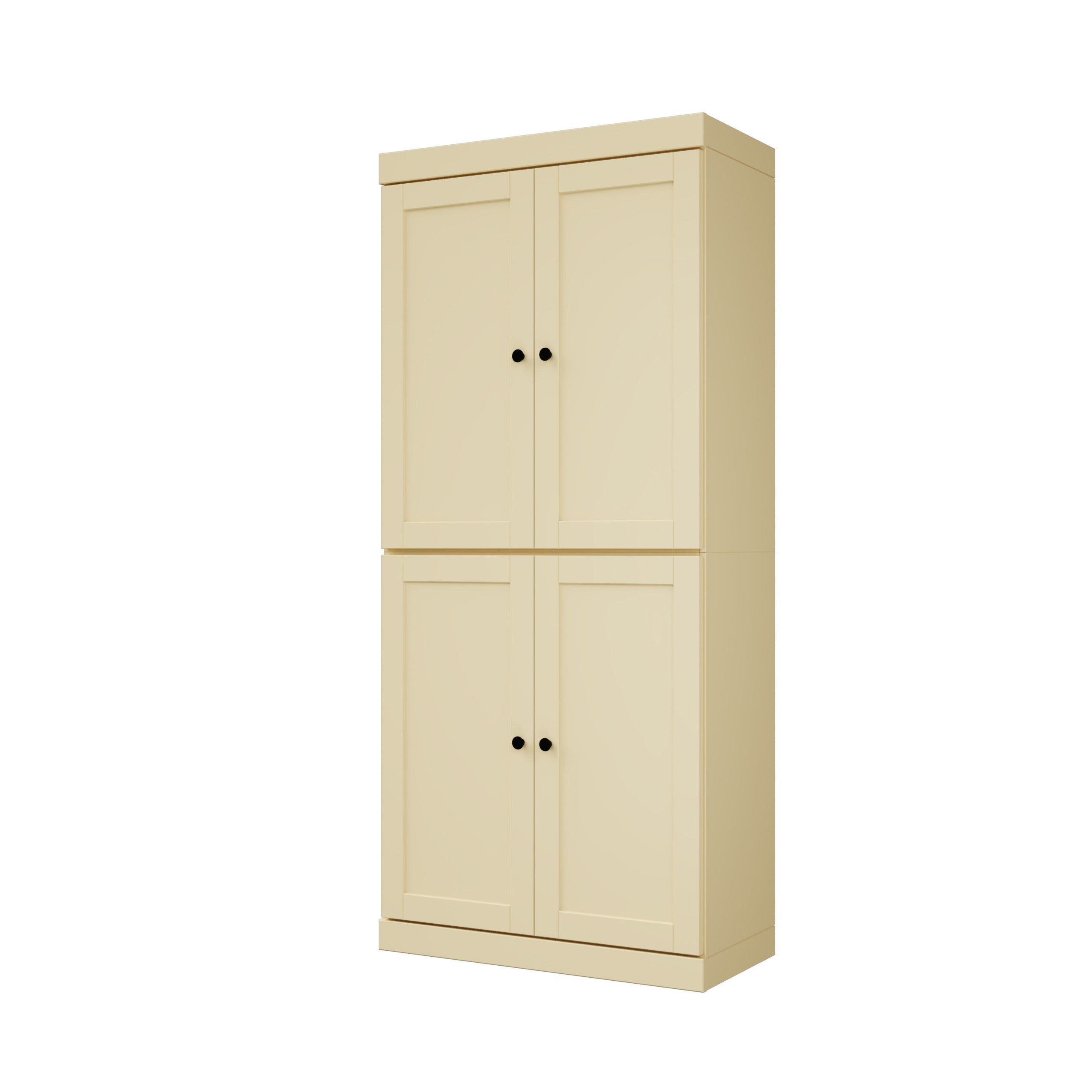 72" Yellow Solid Wood Four Door Two Drawer Pantry Or Storage Closet
