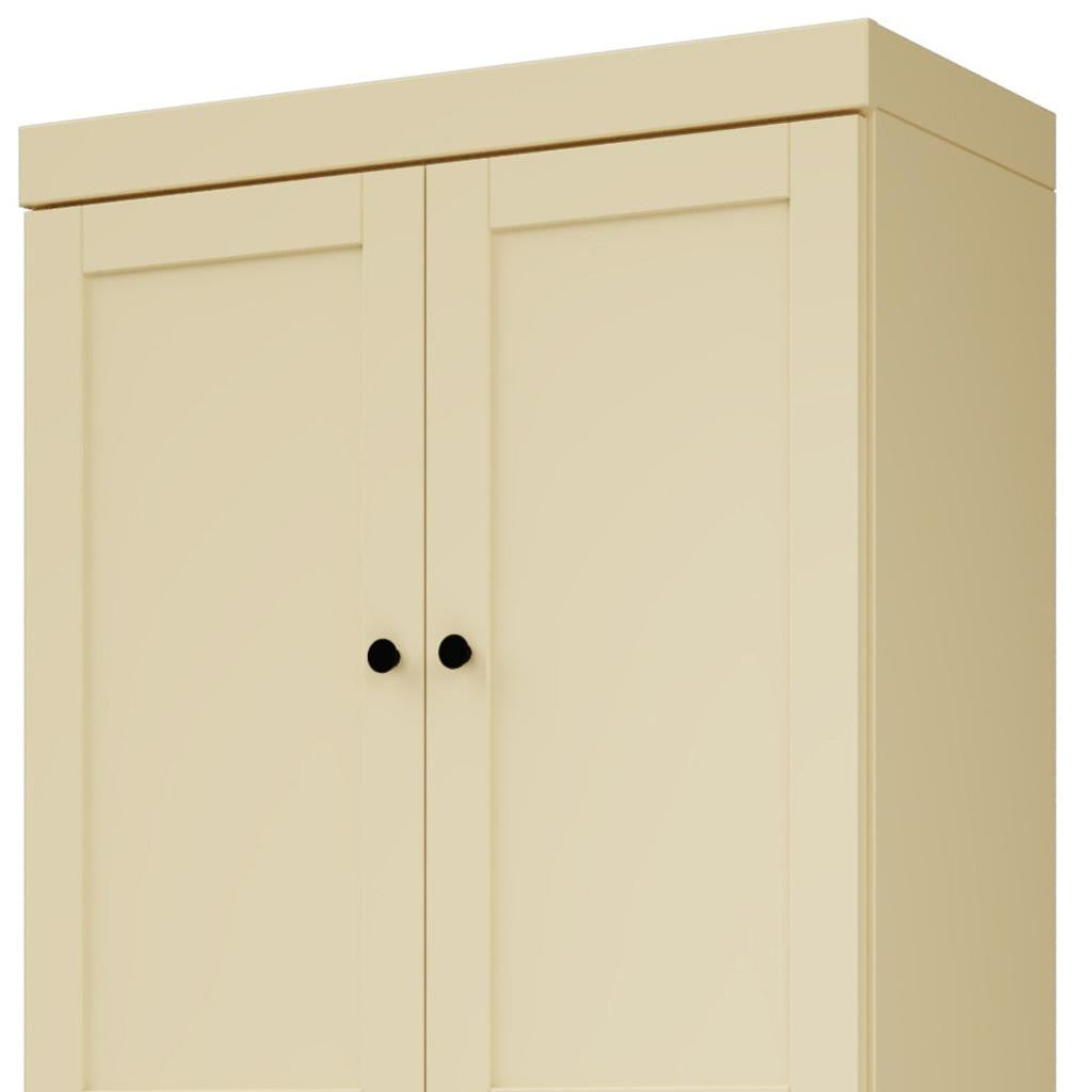 72" Yellow Solid Wood Four Door Two Drawer Pantry Or Storage Closet
