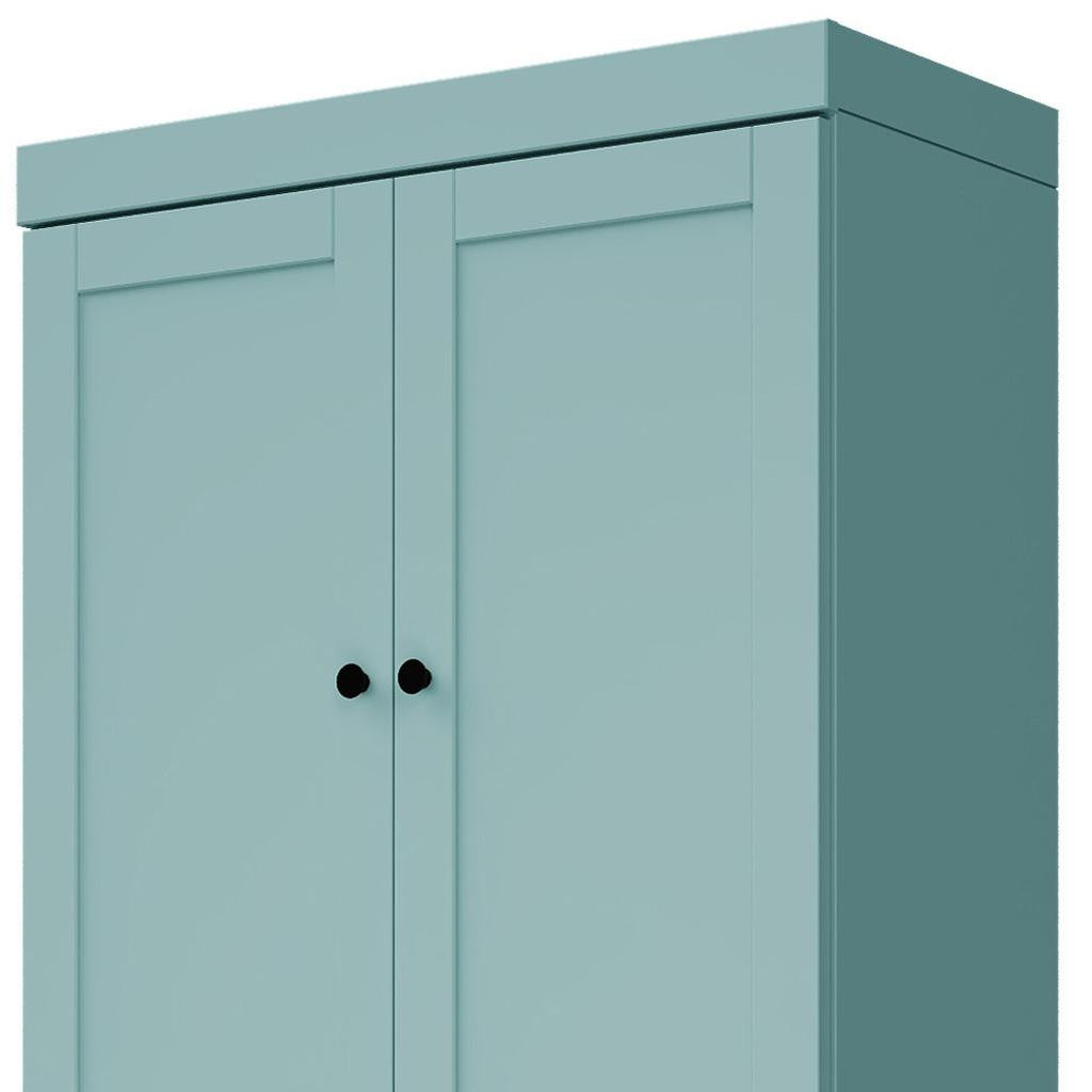 72" Aqua Solid Wood Four Door Two Drawer Pantry Or Storage Closet