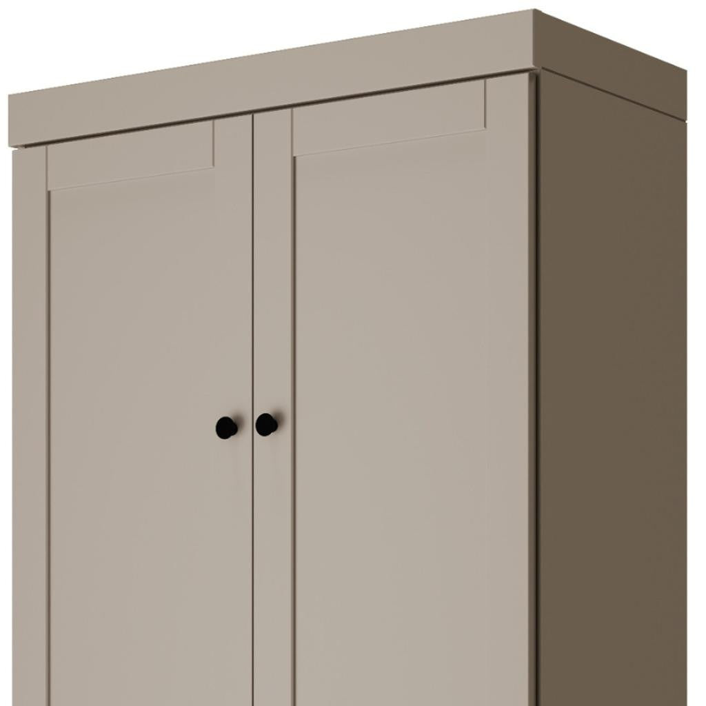 72" Beige Solid Wood Four Door Two Drawer Pantry Or Storage Closet