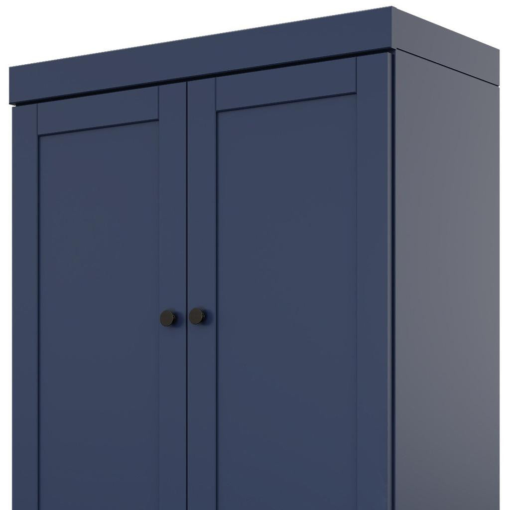 72" Navy Blue Solid Wood Four Door Two Drawer Pantry Or Storage Closet