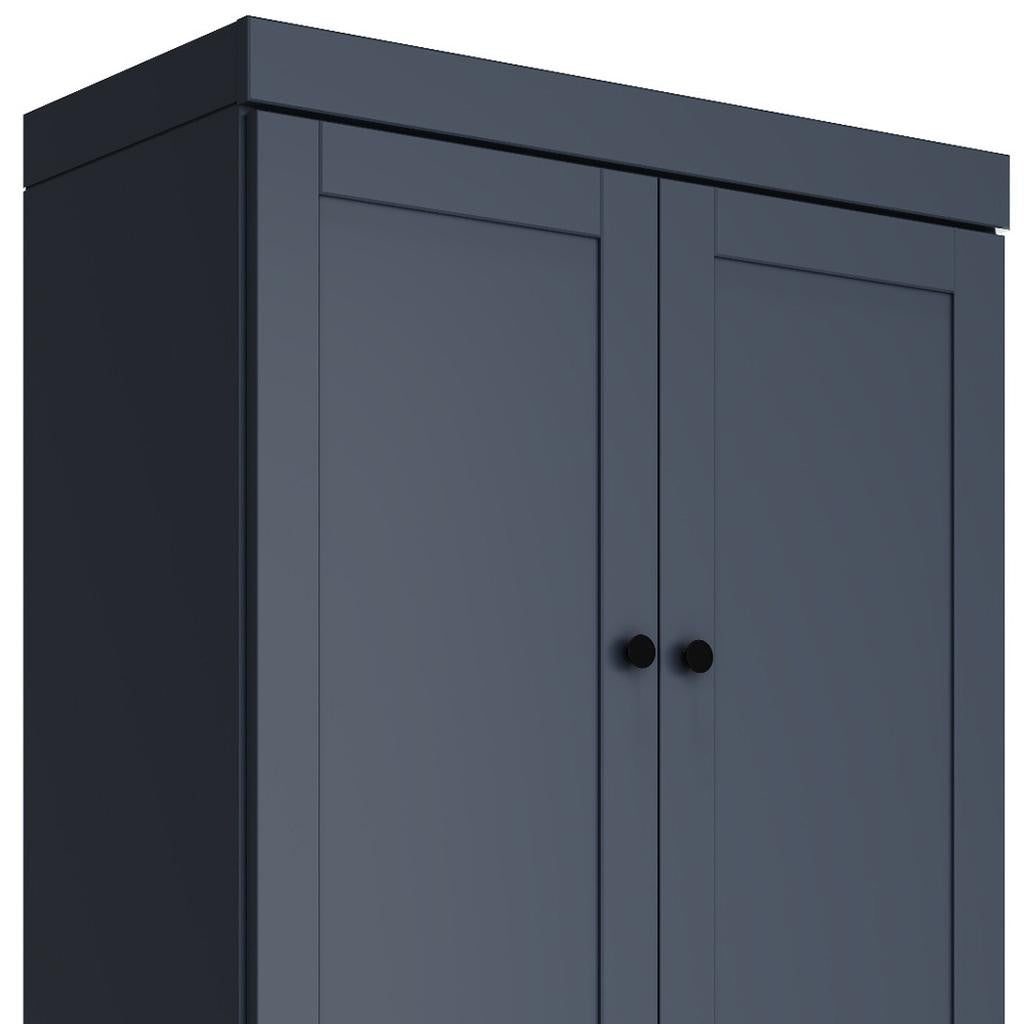 72" French Blue Solid Wood Four Door Two Drawer Pantry Or Storage Closet