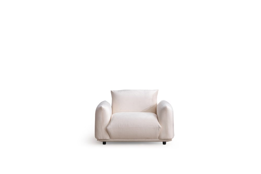 47" White Velvet Arm Chair