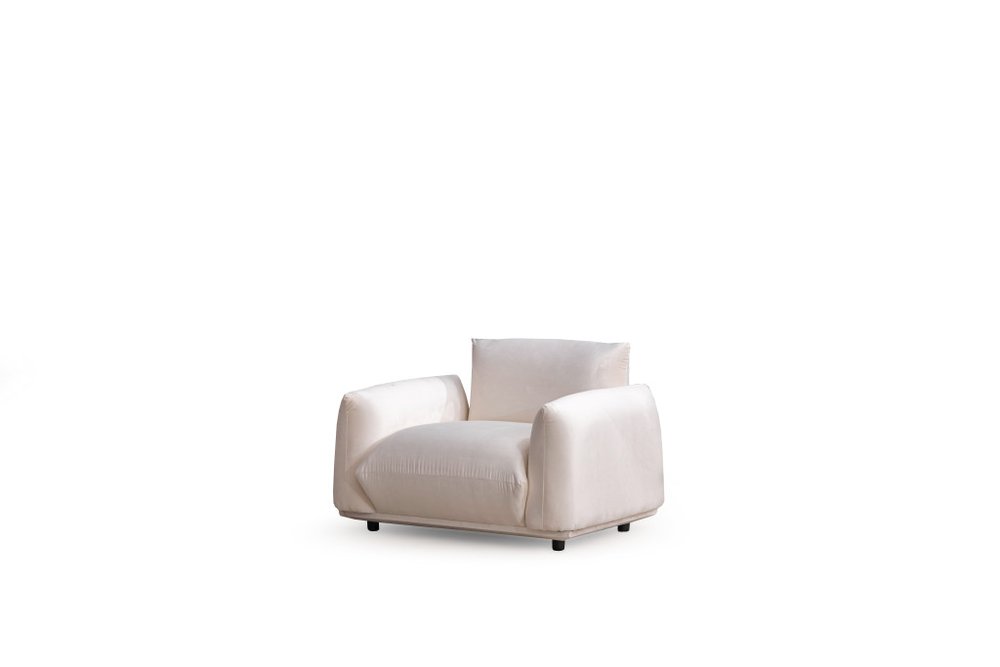 47" White Velvet Arm Chair