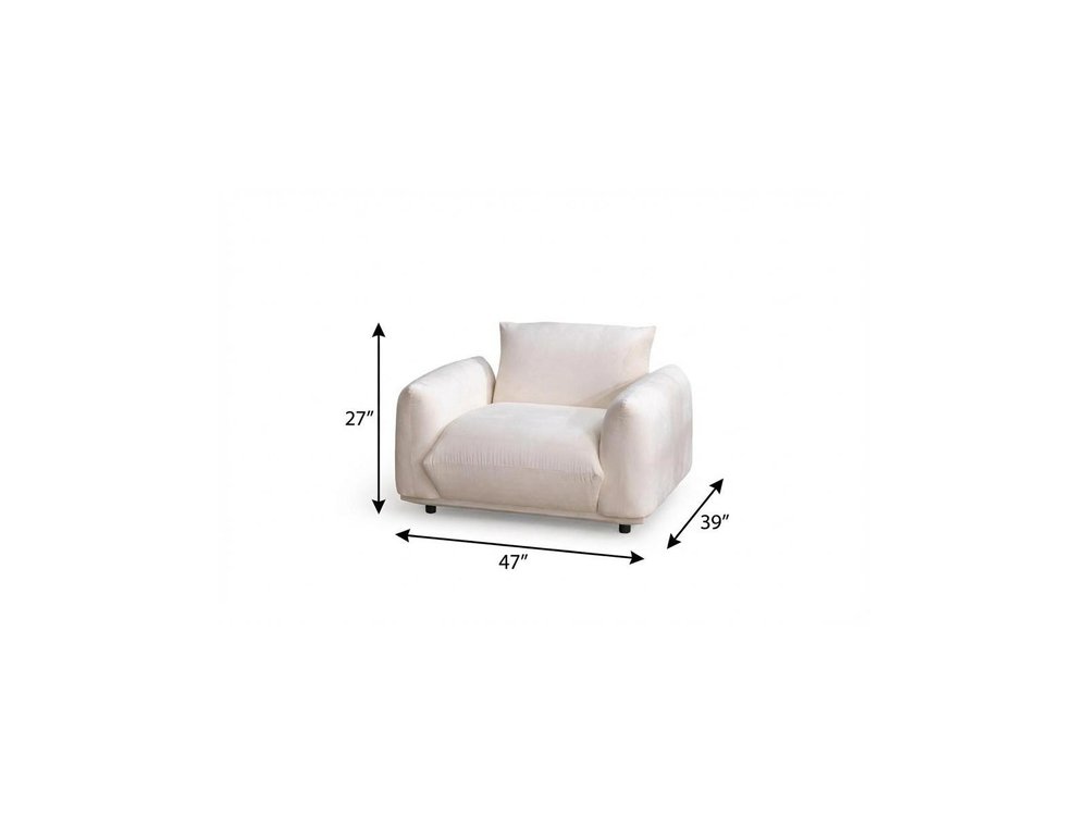 47" White Velvet Arm Chair