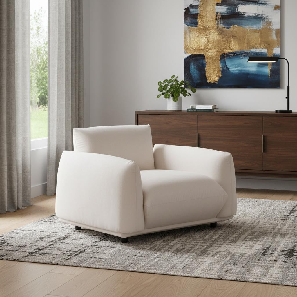 47" White Velvet Arm Chair