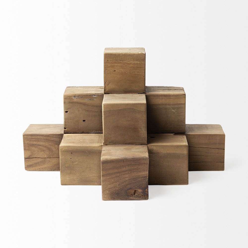 12" Brown Wood Tabletop Sculpture