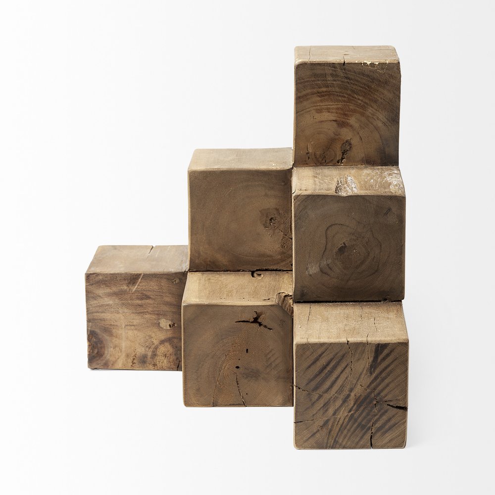 12" Brown Wood Tabletop Sculpture