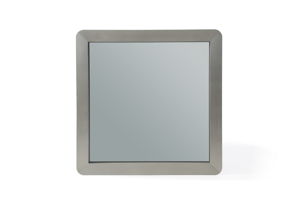 43" Silver And Gray Stainless Steel Square Framed Accent Mirror
