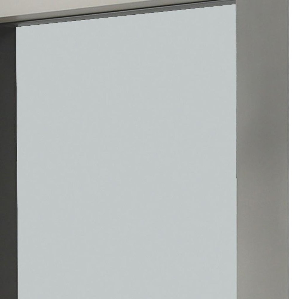 83" Silver And Gray Stainless Steel Wall Mounted And Leaning Framed Accent Mirror