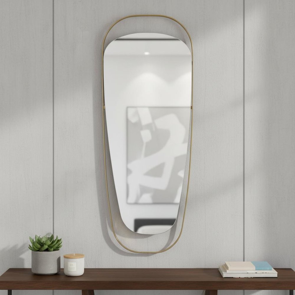 83" Gold Steel Oval Framed Accent Mirror