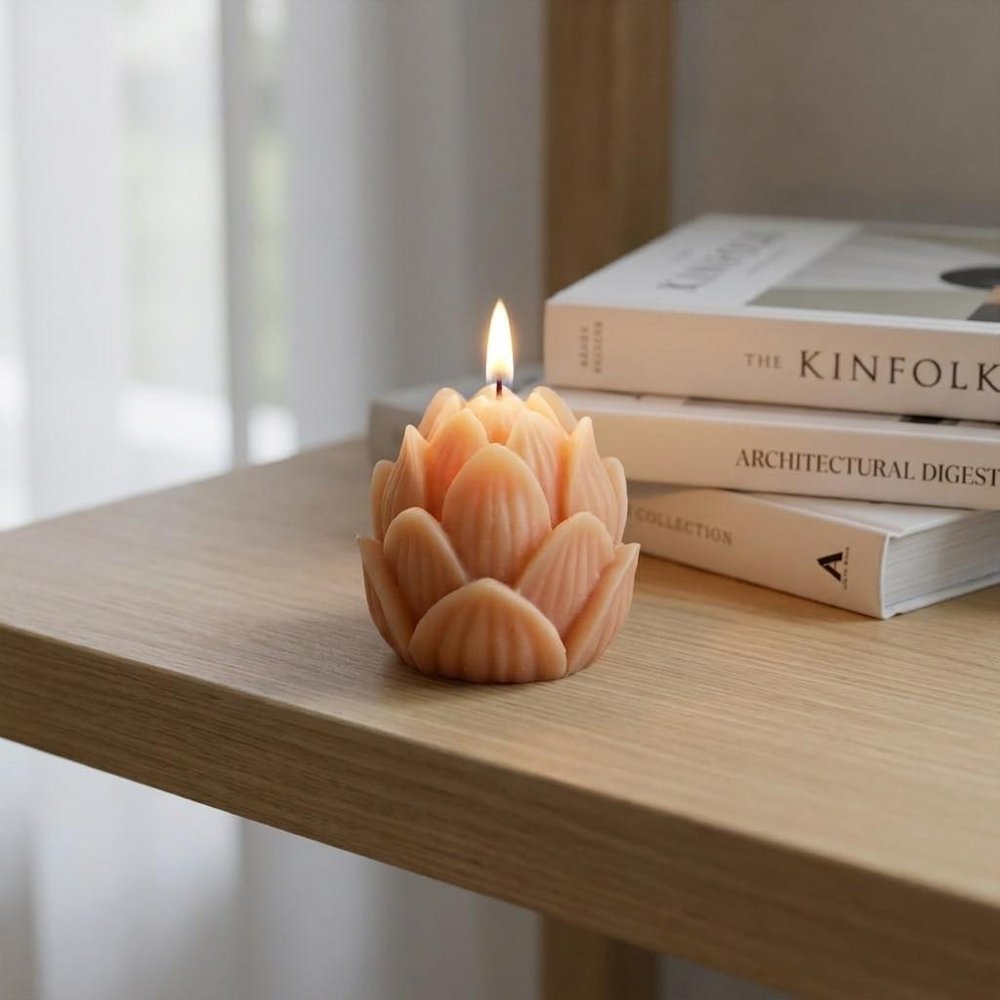 2" Orange Unscented Dimensional Flower Candle