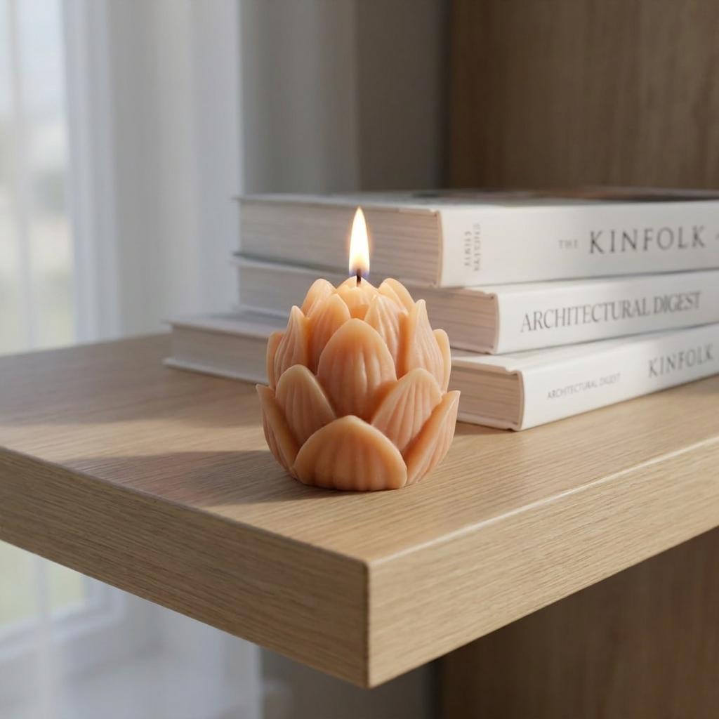2" Orange Vanilla Scented Dimensional Flower Candle