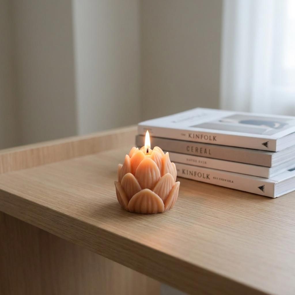 2" Orange Eucalyptus Scented Dimensional Flower Candle