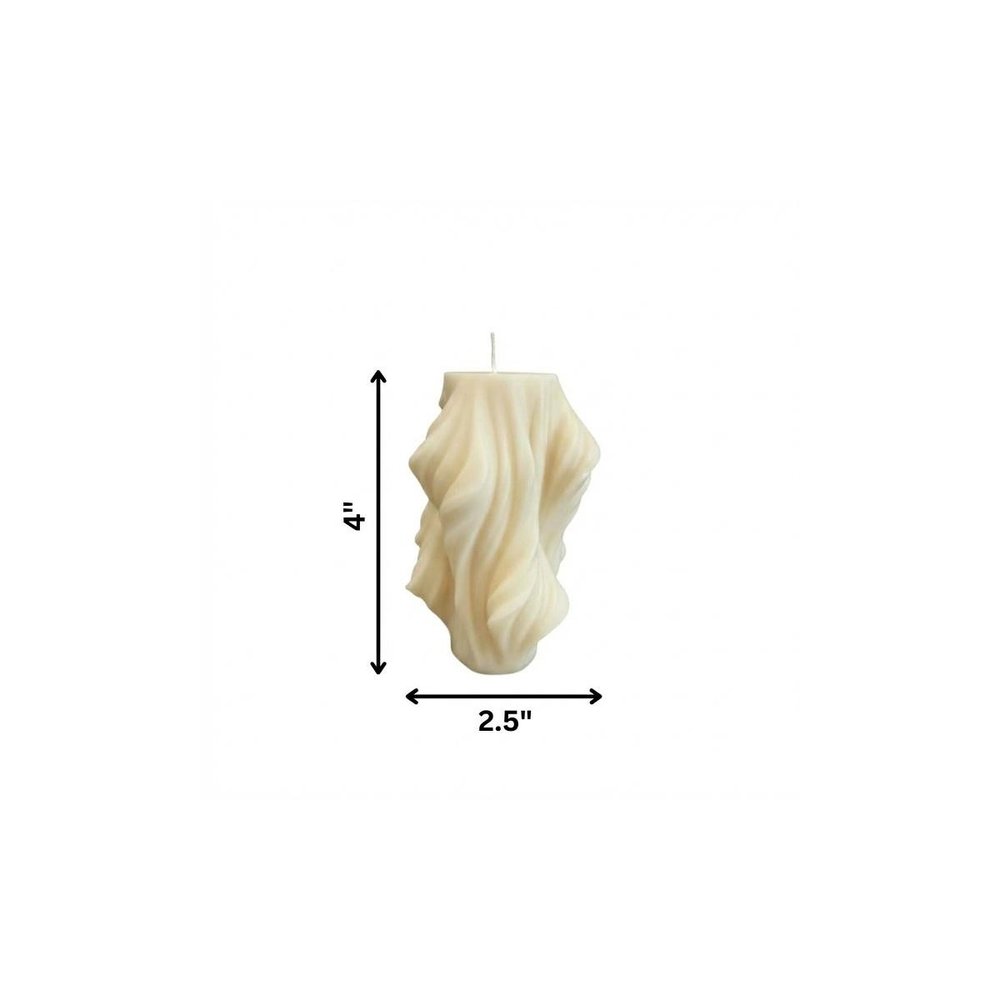 4" White Lavender And Sage Scented Dimensional Twist Candle