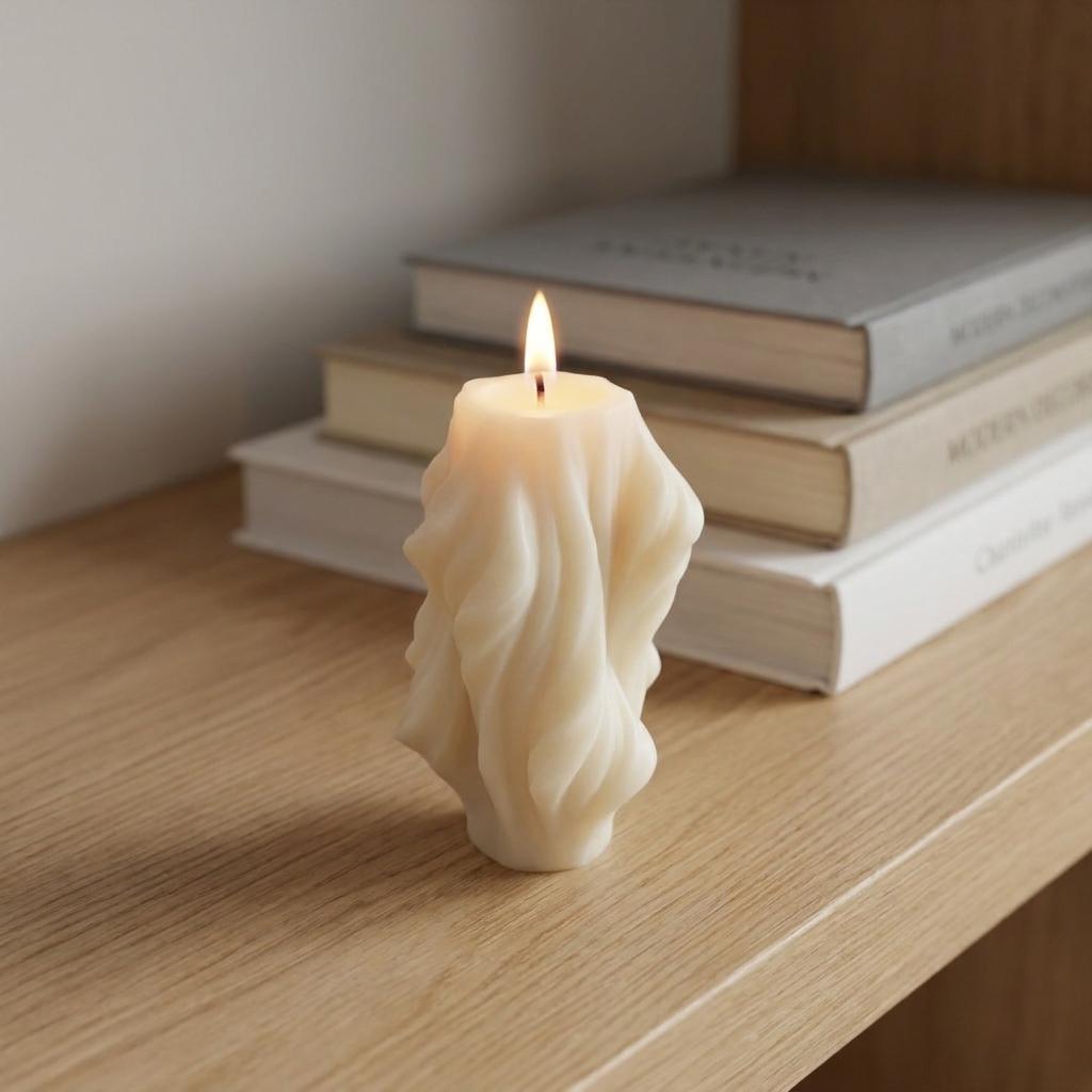 4" White Peony Scented Dimensional Twist Candle