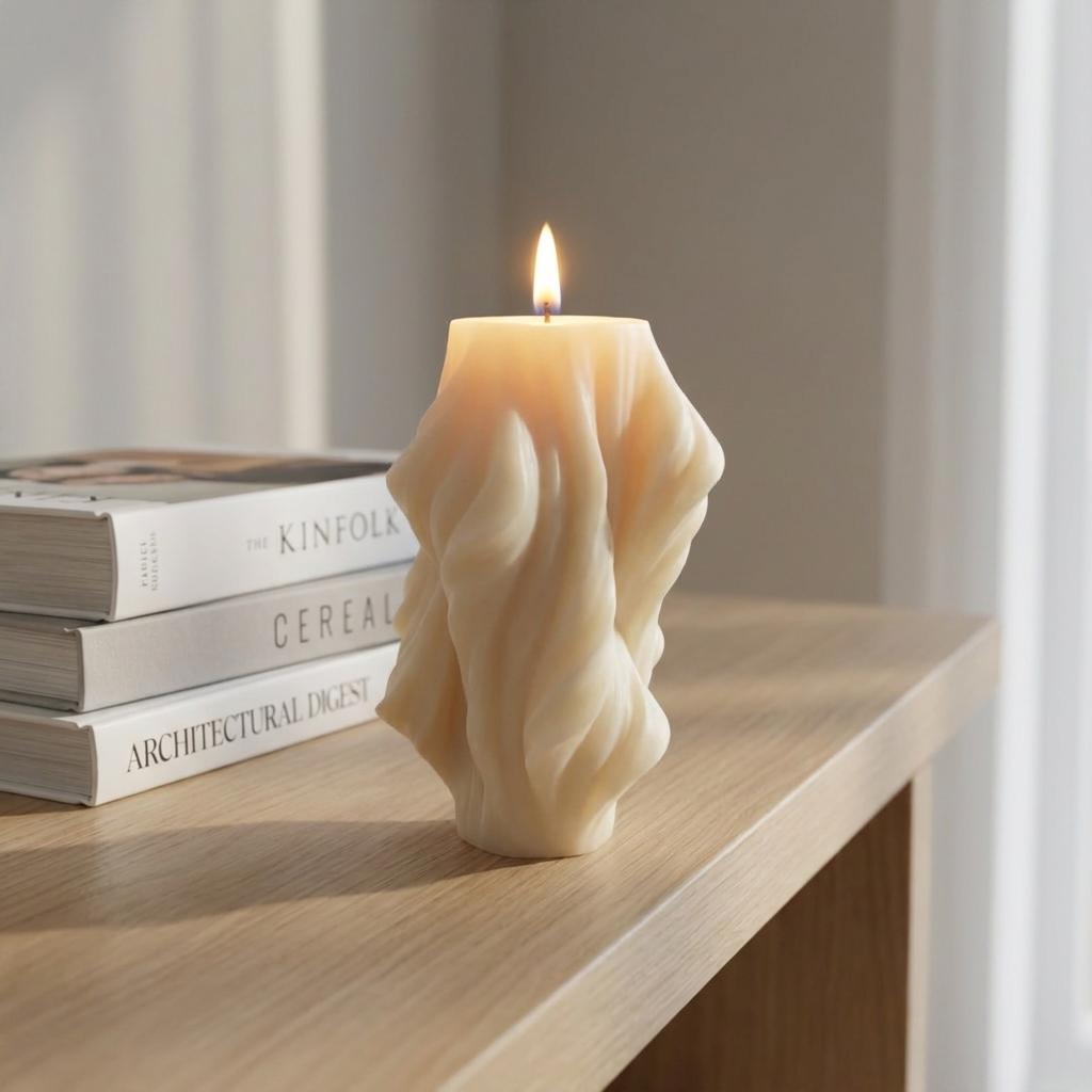 4" White Coconut And Hibiscus Scented Dimensional Twist Candle