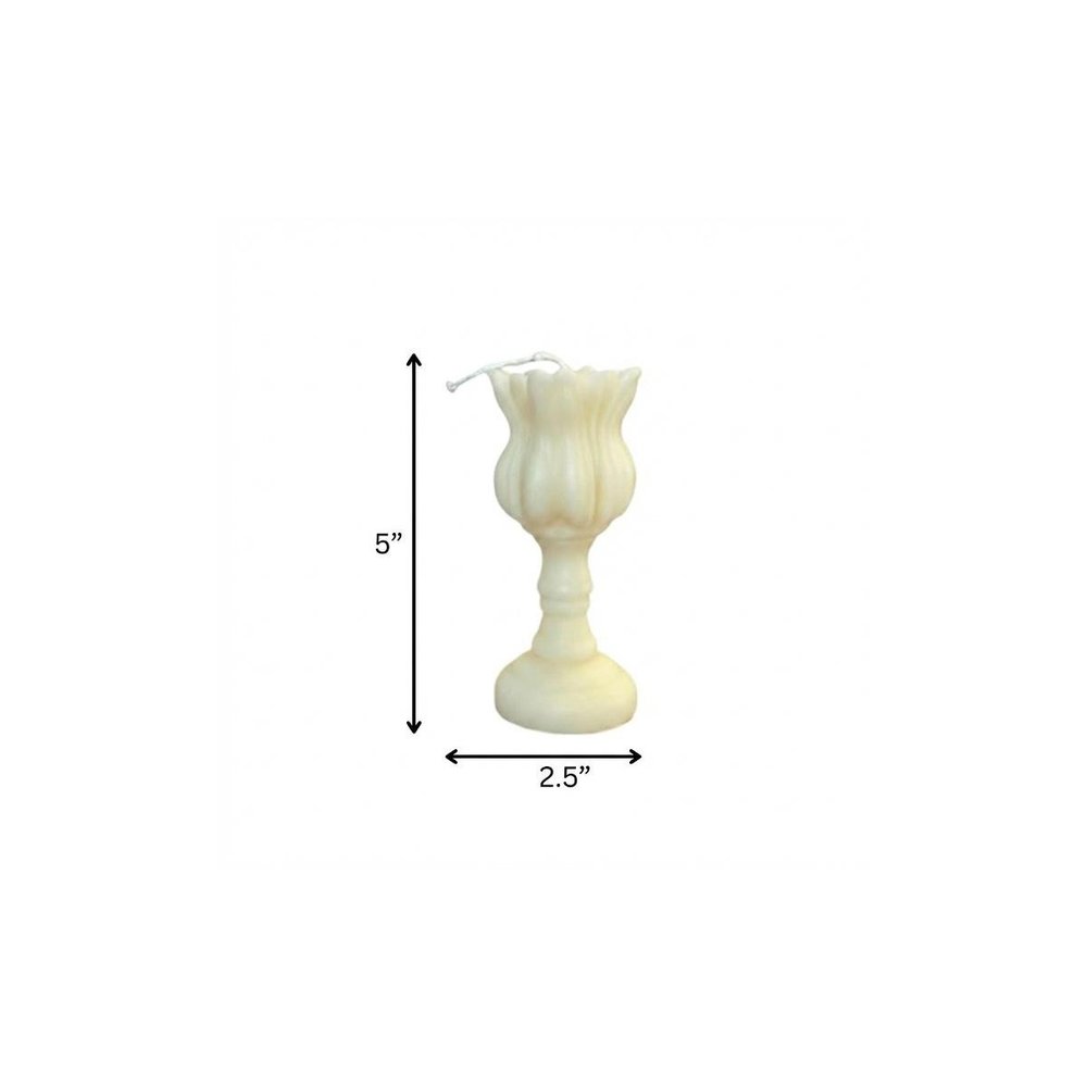5" Ivory Unscented Dimensional Flower Candle