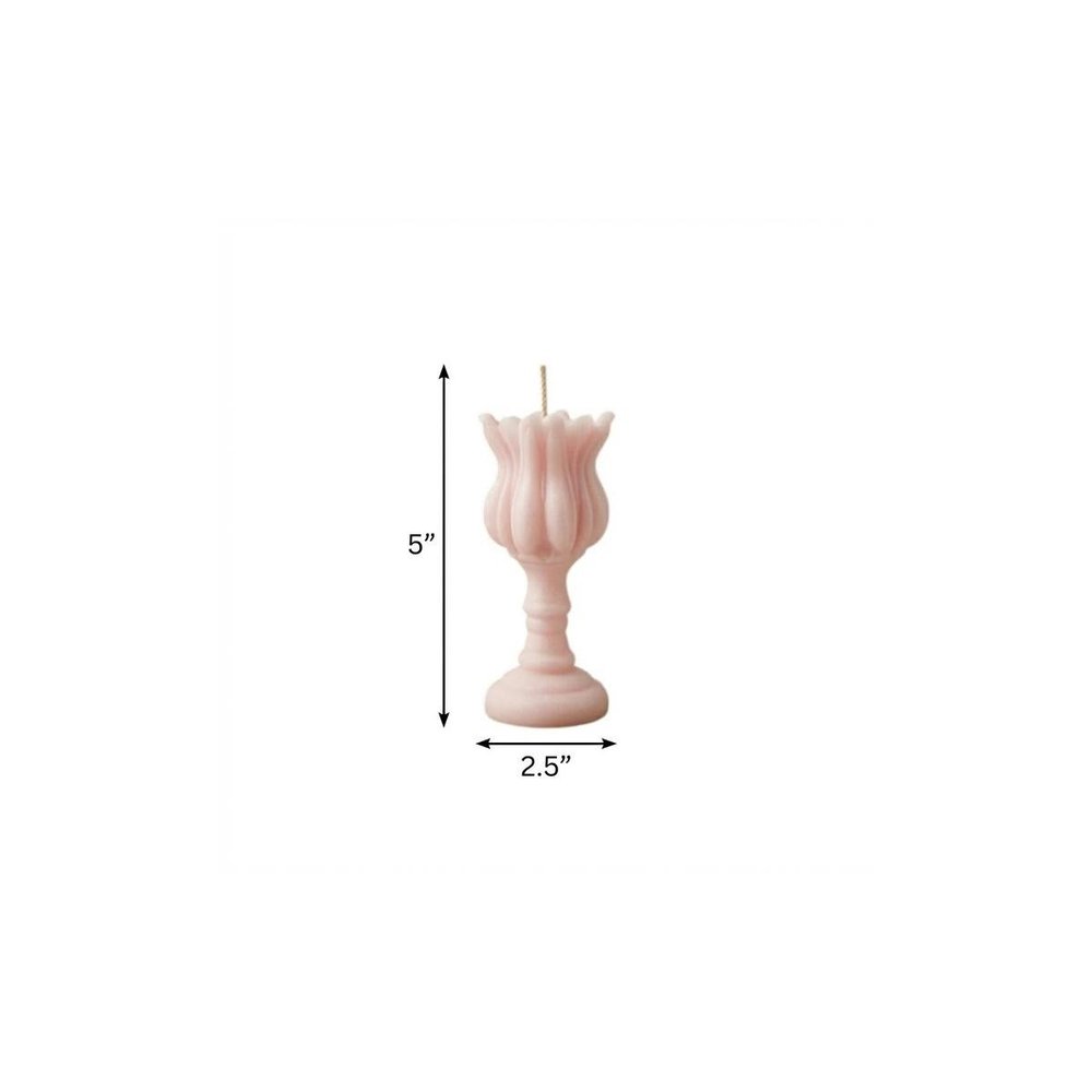 5" Pink Unscented Dimensional Flower Candle Round Novelty