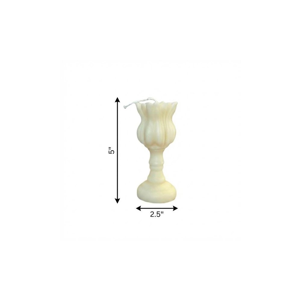 5" Ivory Lavender And Sage Scented Dimensional Flower Candle Round Novelty