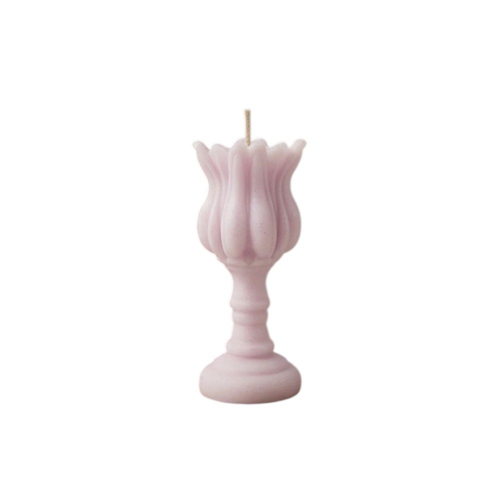 5" Orchid Lavender And Sage Scented Dimensional Flower Candle Round Novelty