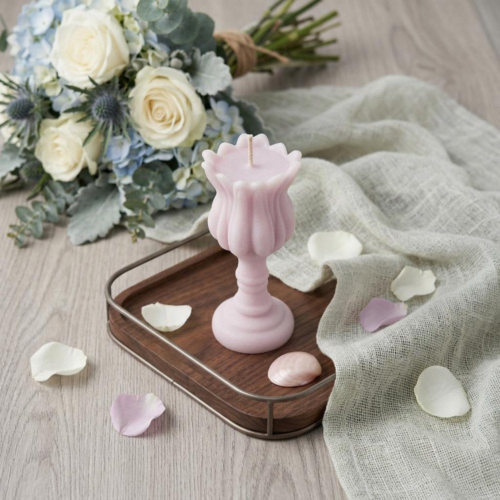 5" Orchid Lavender And Sage Scented Dimensional Flower Candle Round Novelty