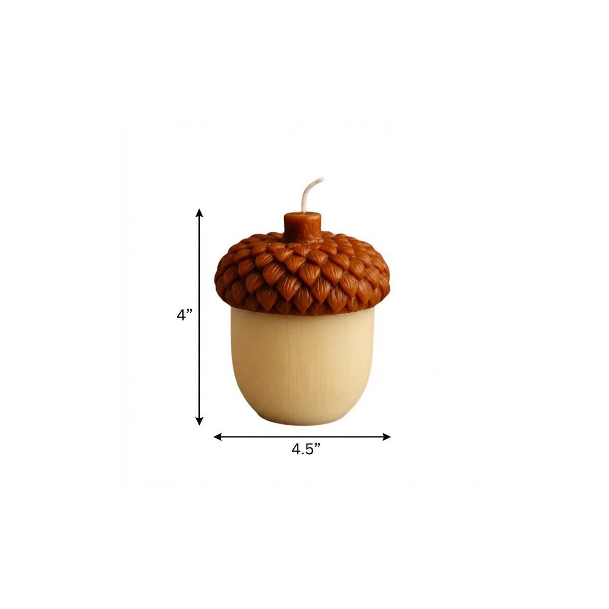 4" Brown And Ivory Unscented Dimensional Acorn Candle