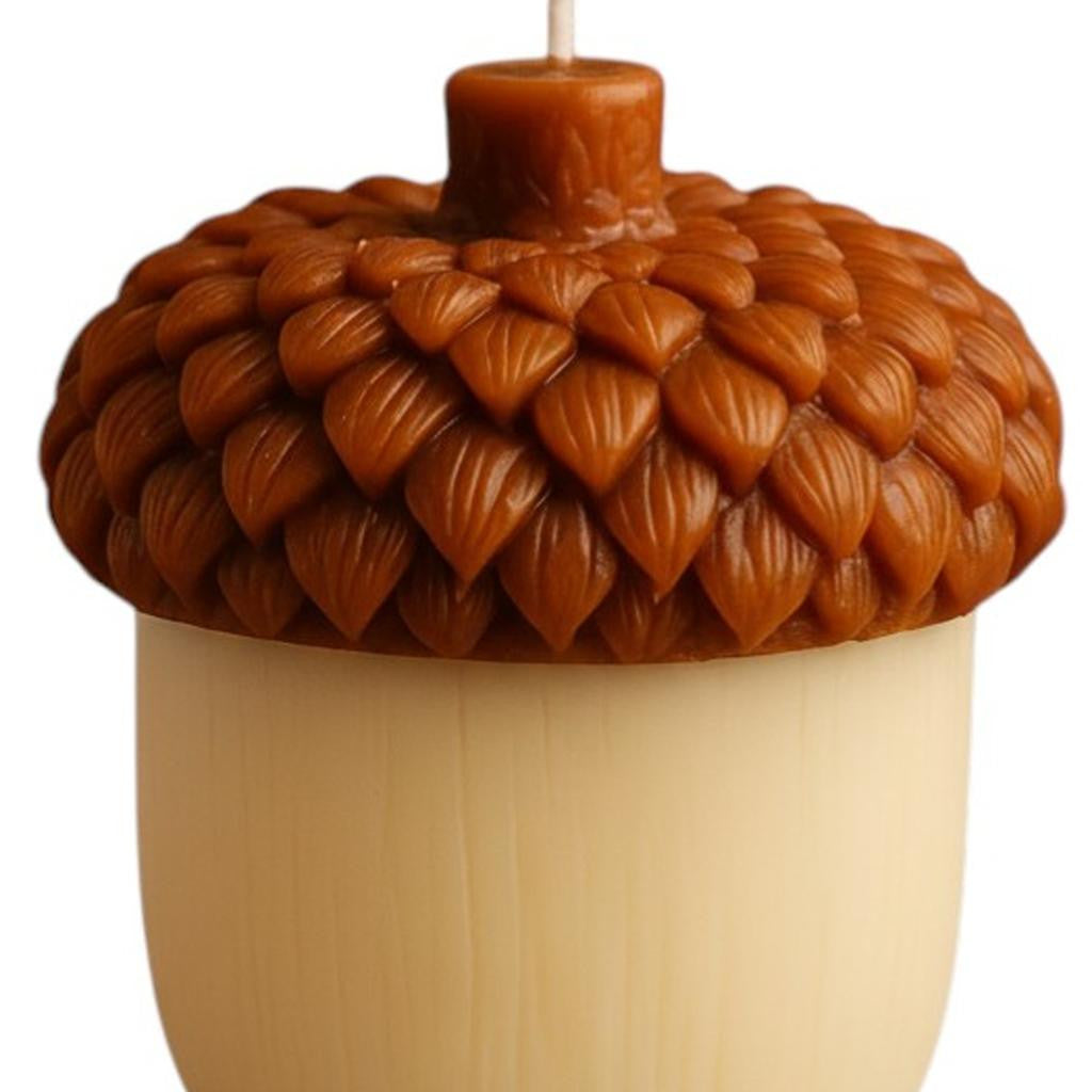 4" Brown And Ivory Autumn Harvest Scented Dimensional Acorn Candle